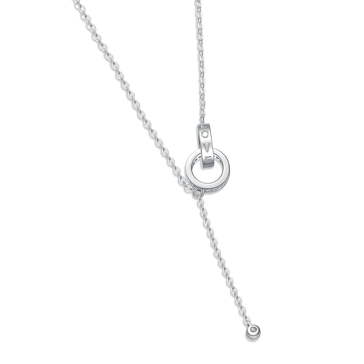 FairyLocus “Interlocking” Moissanite Necklace Sterling Silver 18K White Gold Plated D Color VVS1 Clarity Brilliant Necklace FLZZNLMS17 Fairylocus