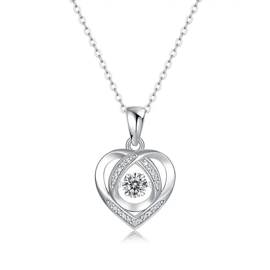 FairyLocus “Rhythmic Heart” 0.5ct Moissanite Pendant Necklace Sterling Silver D Color VVS1 Clarity Brilliant Round Cut Lab Created Diamond Necklace FLZZNLMS13 FairyLocus