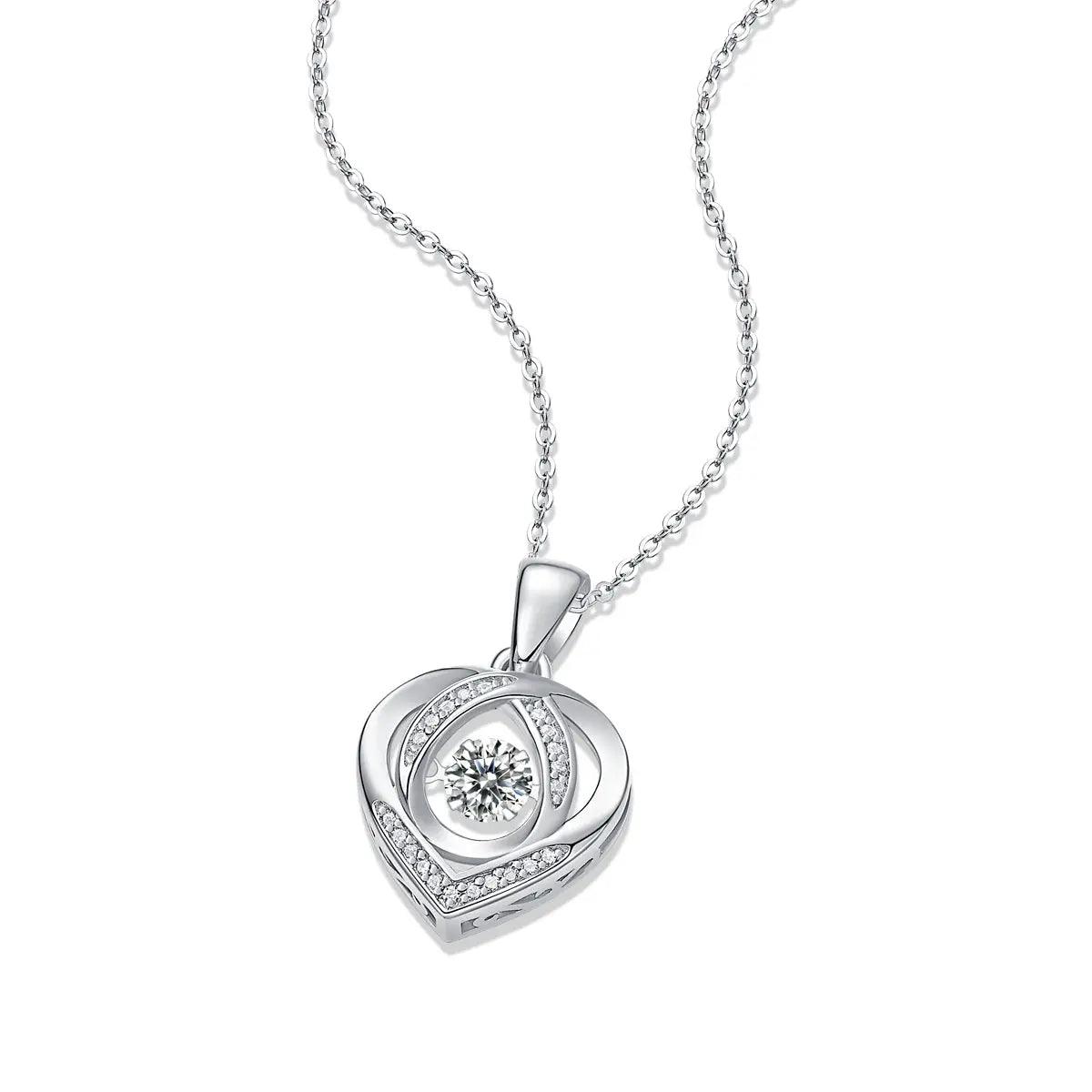 FairyLocus “Rhythmic Heart” 0.5ct Moissanite Pendant Necklace Sterling Silver D Color VVS1 Clarity Brilliant Round Cut Lab Created Diamond Necklace FLZZNLMS13 FairyLocus