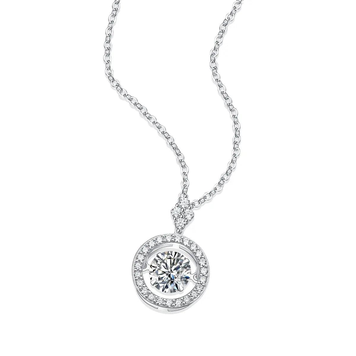 FairyLocus “Sparkling Love” 1ct Moissanite Pendant Necklace Sterling Silver D Color VVS1 Clarity Brilliant Round Cut Lab Created Diamond Necklace FLZZNLMS14 FairyLocus