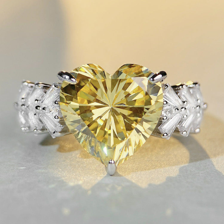 FairyLocus 6ct "Ardently Love" Heart Shape Yellow Engagement Sterling Silver Ring FLCYBSRG15 FairyLocus