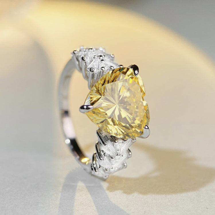 FairyLocus 6ct "Ardently Love" Heart Shape Yellow Engagement Sterling Silver Ring FLCYBSRG15 FairyLocus