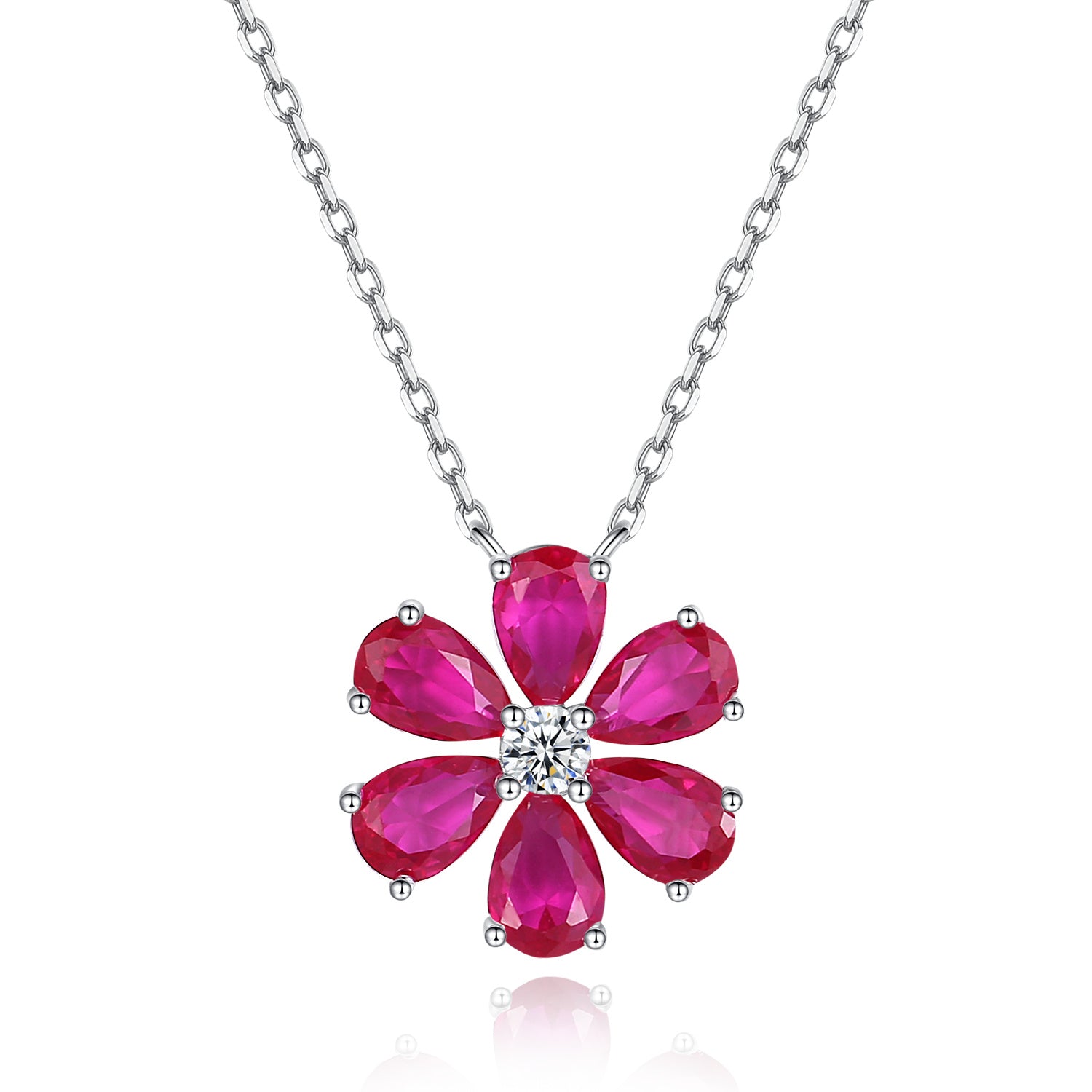 FairyLocus "Cherry Bloosom“ Pear Cut Sterling Silver Necklace FLCYBSNL01 FairyLocus