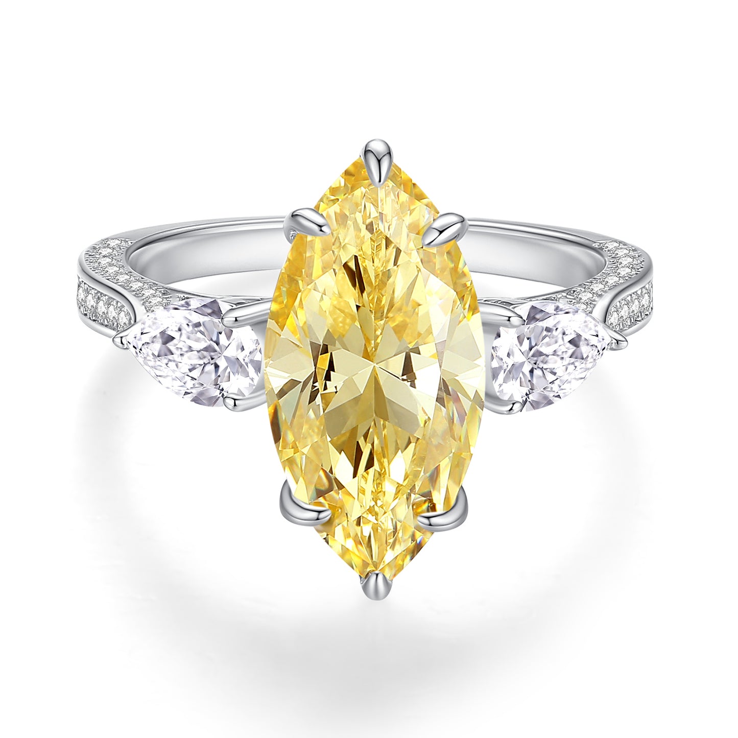 FairyLocus 7ct Marquise Fancy Yellow Engagement Sterling Silver Ring FLCYBSRG14 FairyLocus