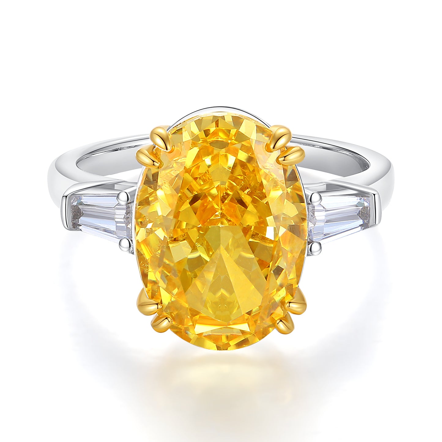 FairyLocus 10ct Fancy Yellow Halo Oval Solitaire Sterling Silver Ring FLCYBSRG09 FairyLocus