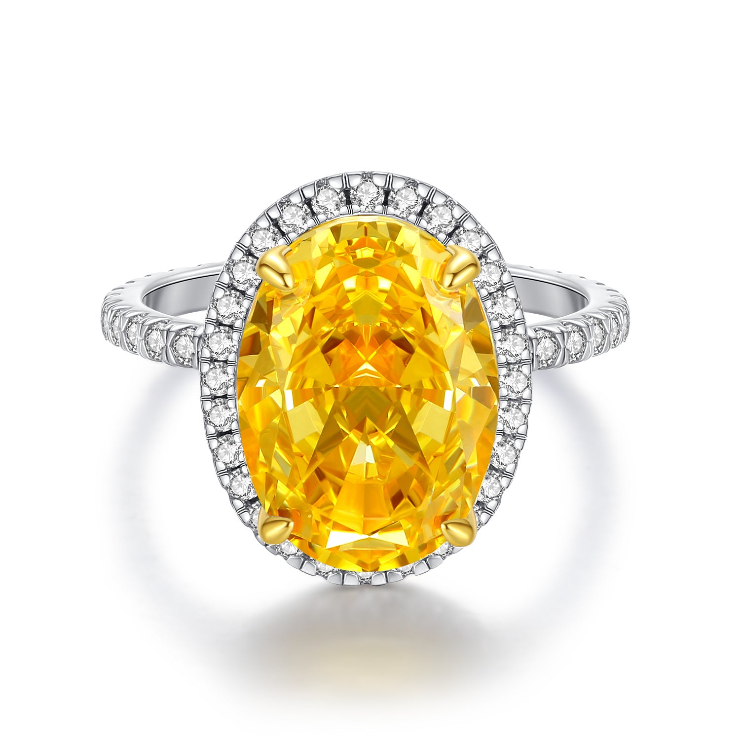 FairyLocus 10ct “Lifetime Love” Fancy Yellow Halo Oval Solitaire Sterling Silver Ring FLCYBSRG08 FairyLocus