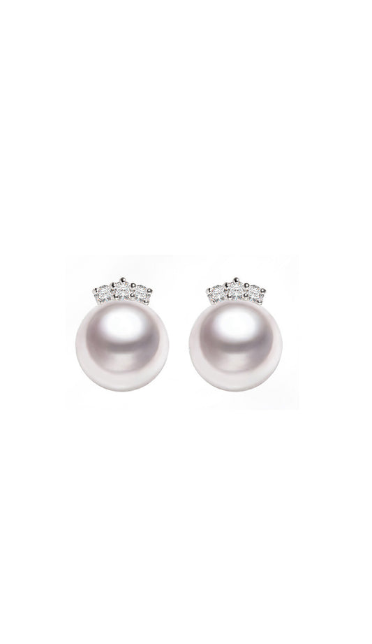 Fairylocus " Crown Princess " Austrian Crystal Pearl Sterling Silver Stud Earrings FLZZER29 Fairylocus