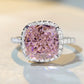 FairyLocus 5ct Cushion Cut Pink Engagement Sterling Silver Ring FLCYBSRG24 FairyLocus